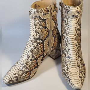 Coconut by Matisse Castaway Snake Pointed Toe Cowboy Zipper Booties Womens 8.5M